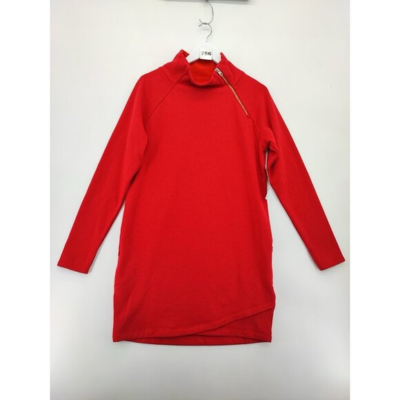 Athleta Cozy Karma Mock Neck Sweatshirt Red Dress Size Medium Tall - Picture 2 of 11